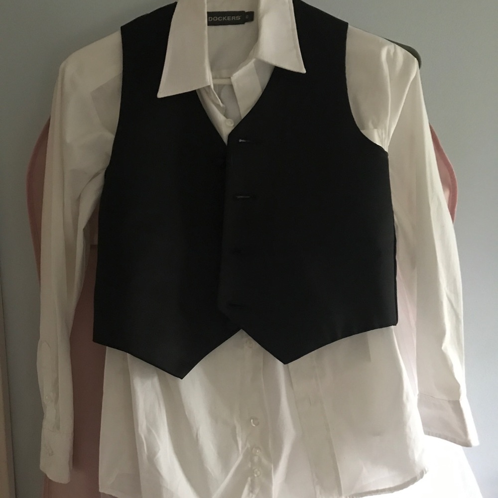 Young boys dress shirt and vest